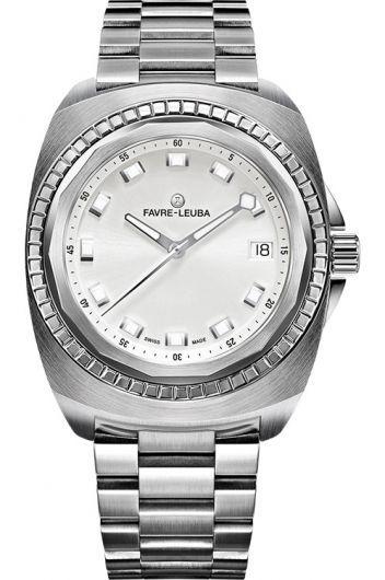 favre-leuba raider white dial automatic watch with steel bracelet for women - 00.10110.08.21.20