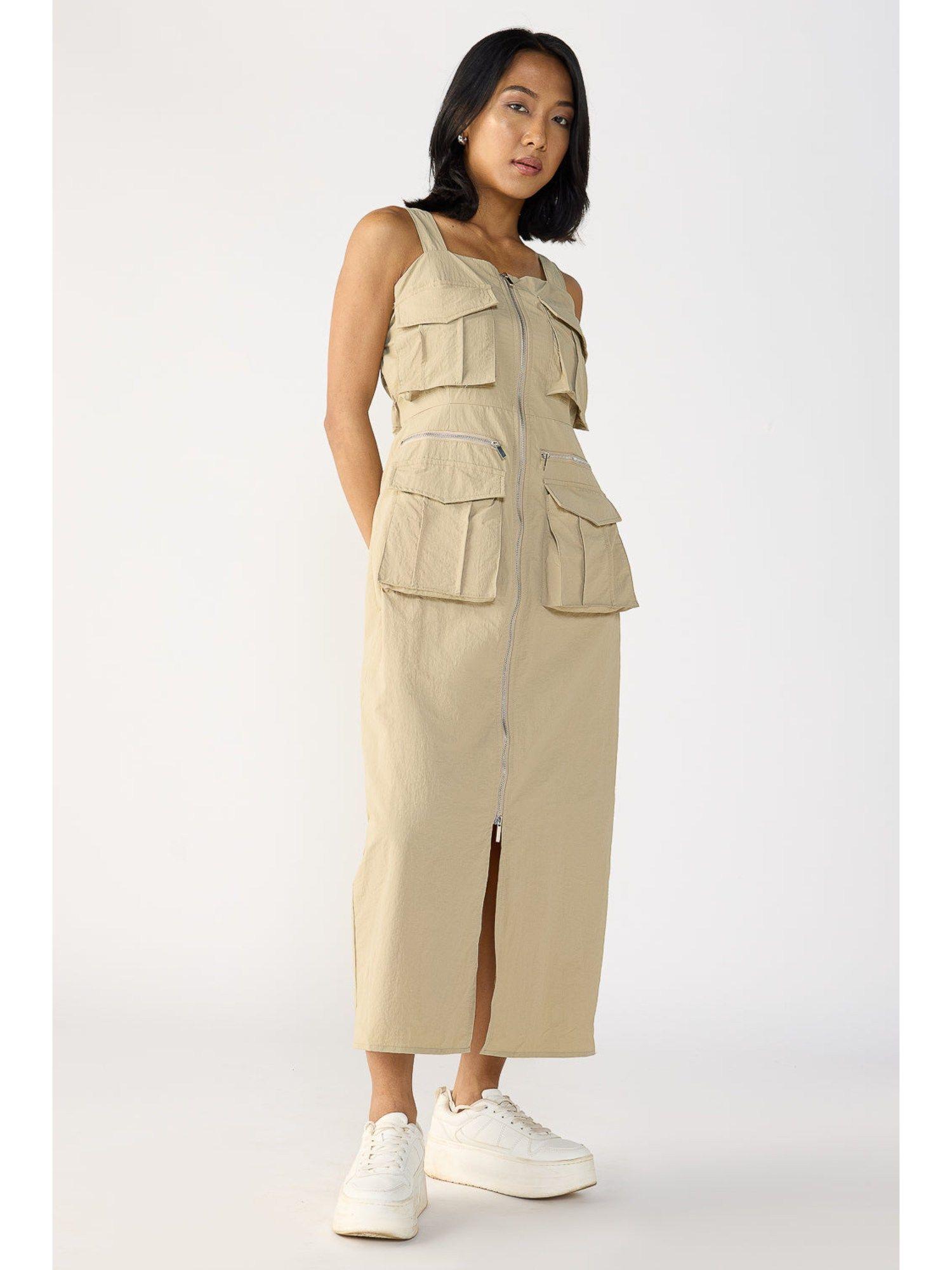 fawn beige cargo dress