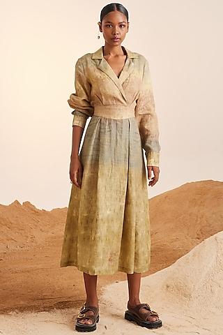 fawn beige handwoven linen dress