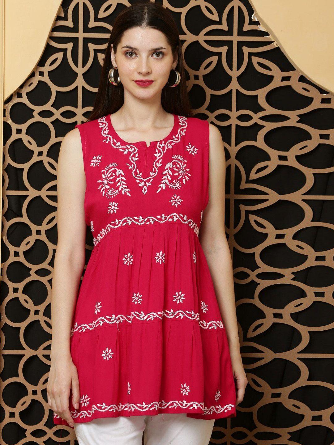 fawoment floral embroidered thread work detailed a-line kurta