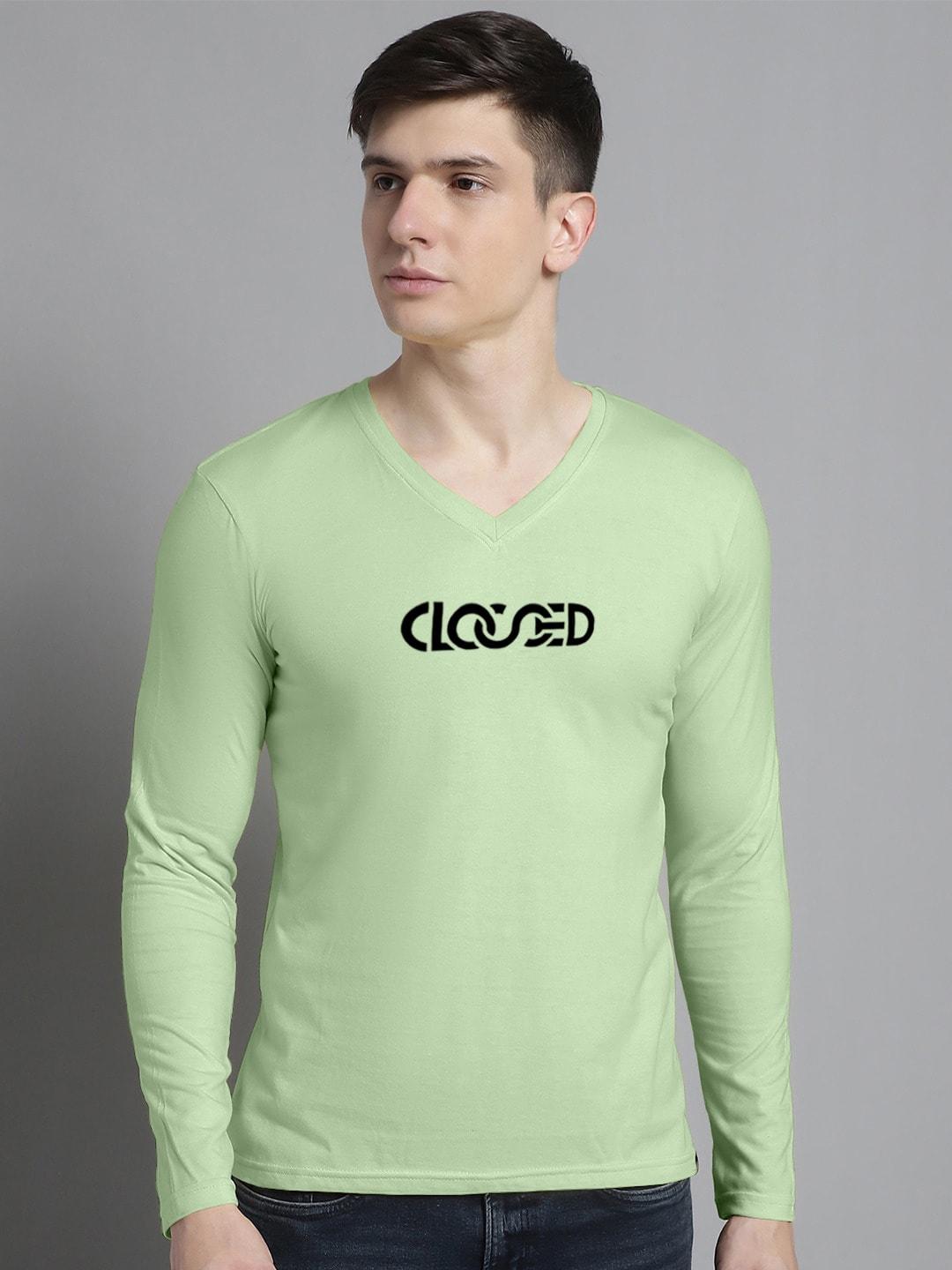 fbar typography printed v-neck full sleeve cotton slim fit t-shirt