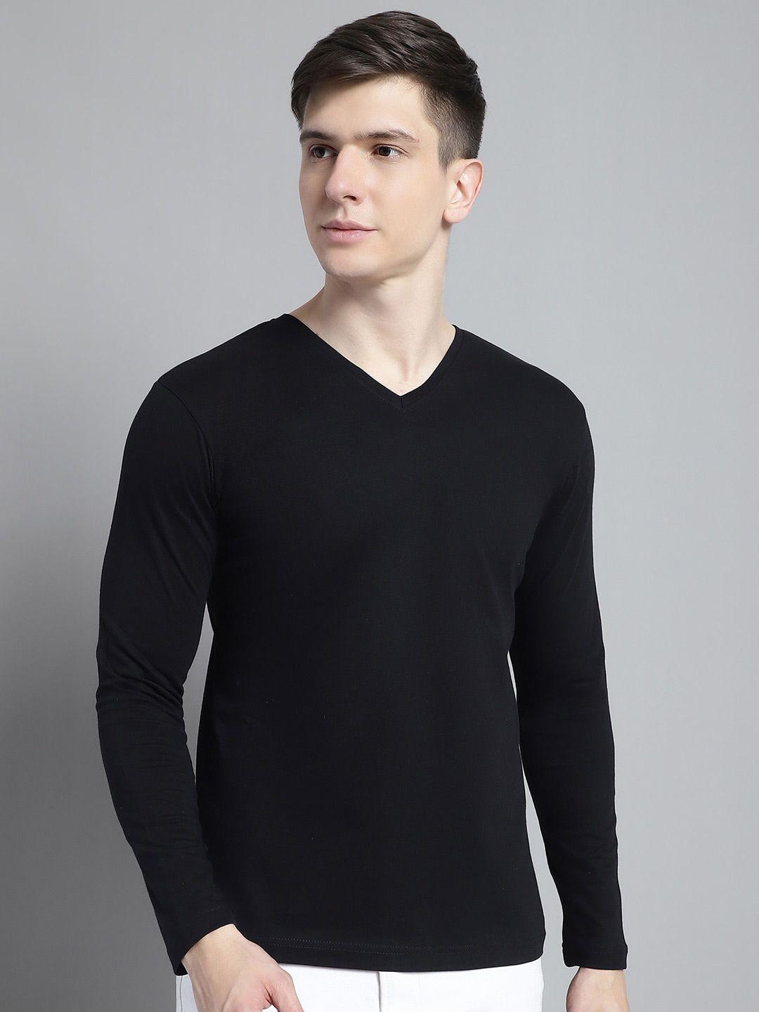fbar long sleeves v-neck pure cotton t-shirt