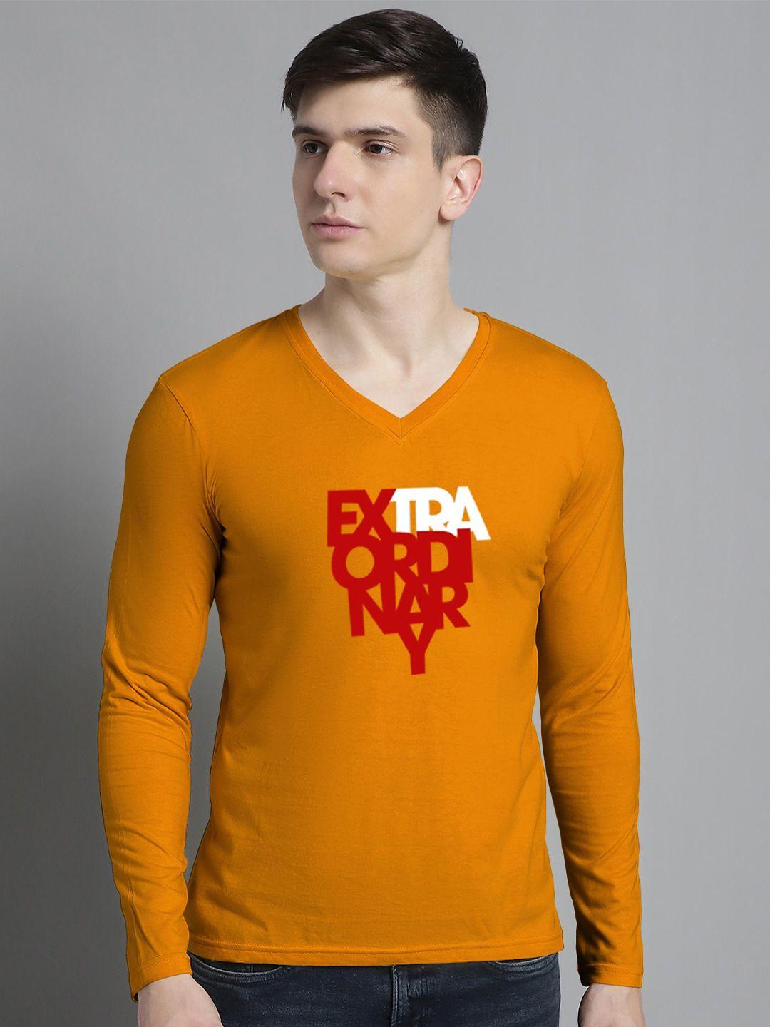 fbar typographic printed v-neck slim fit cotton t-shirt