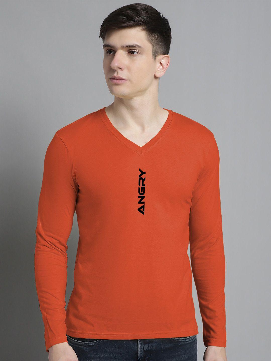 fbar typography printed v-neck cotton regular t-shirt