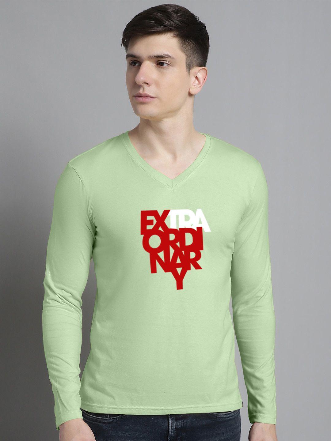 fbar typography printed v-neck cotton regular t-shirt