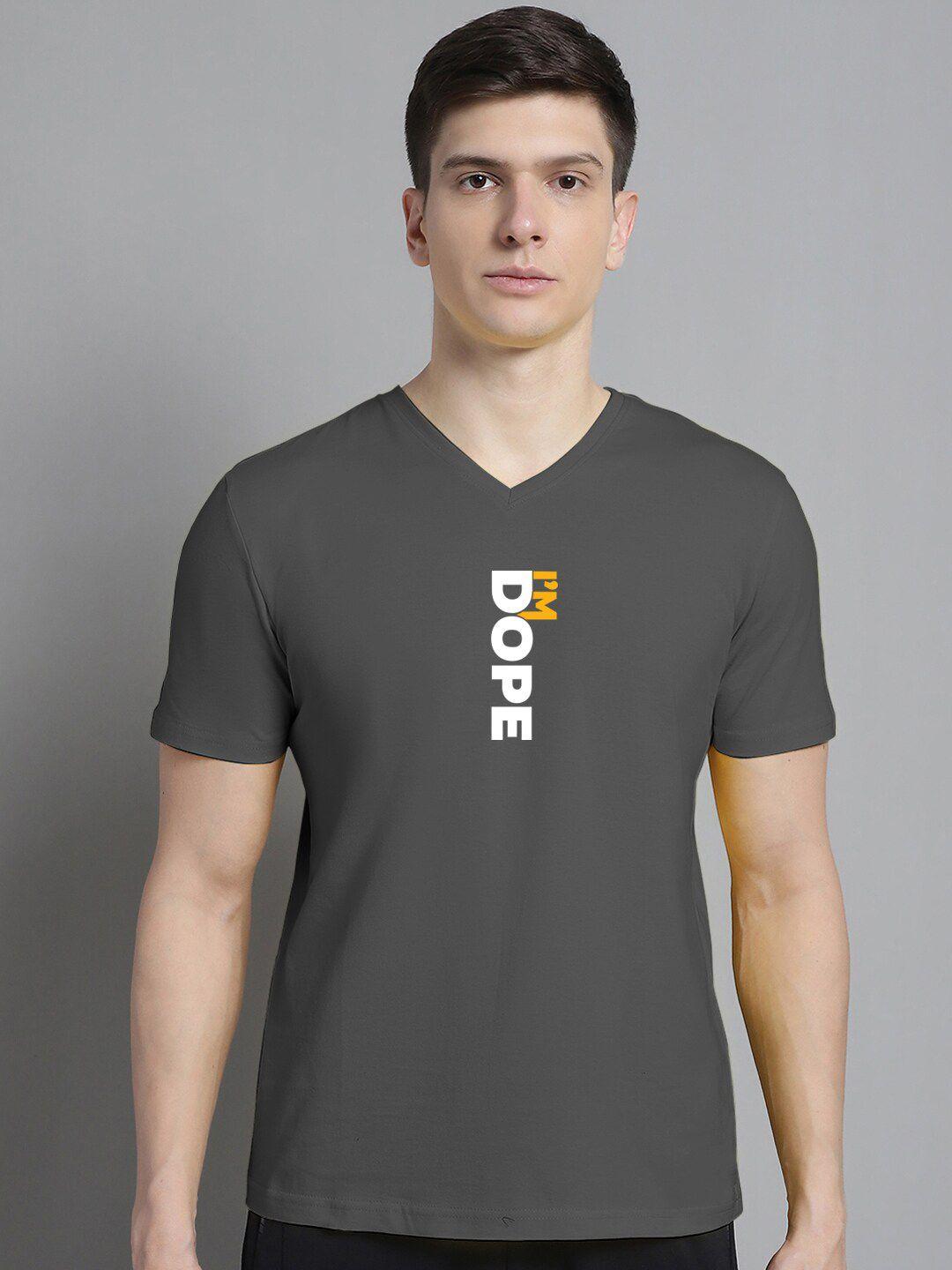 fbar typography printed v-neck short sleeves cotton slim fit t-shirt