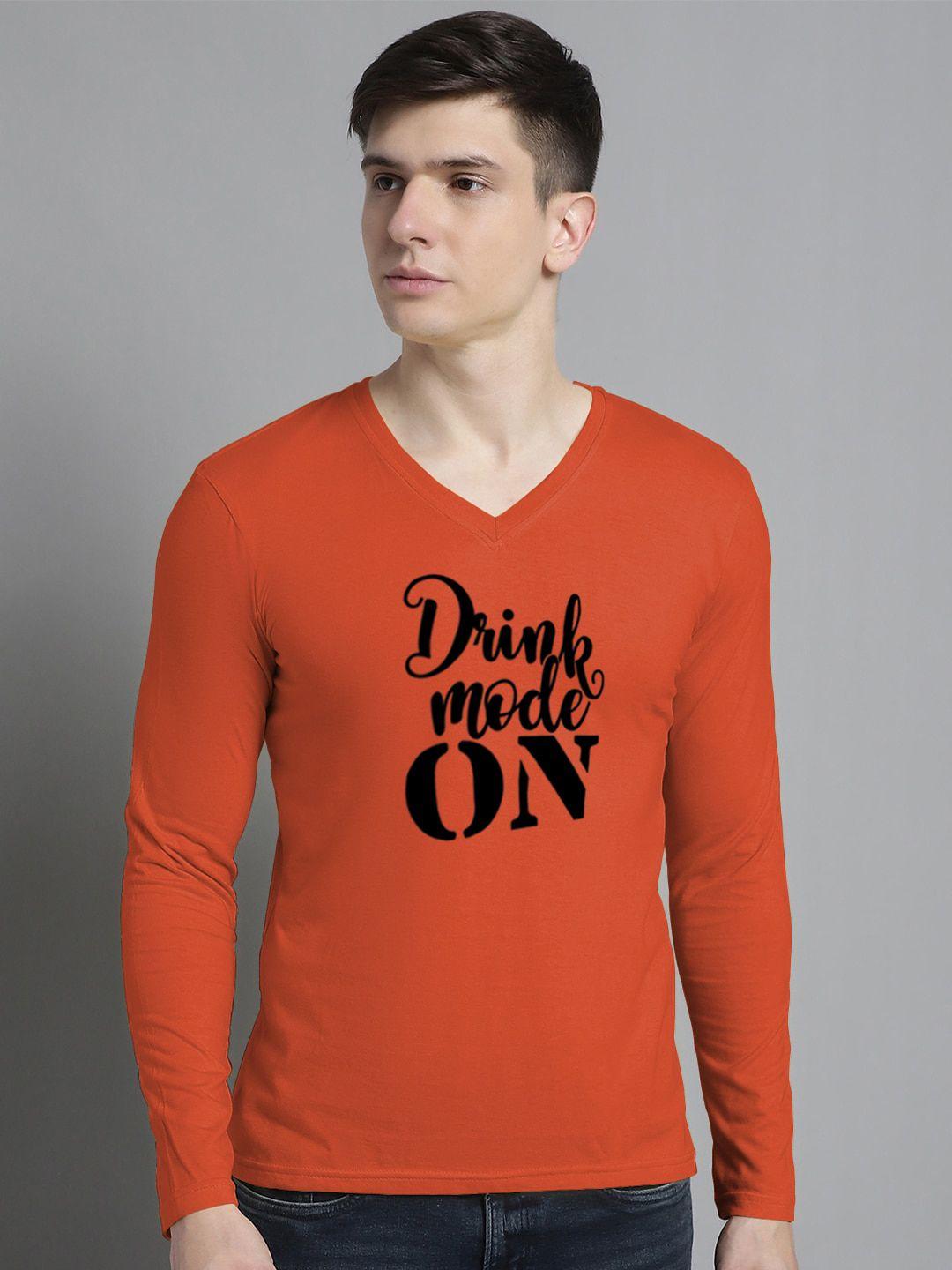 fbar typography printed v-neck slim fit cotton t-shirt