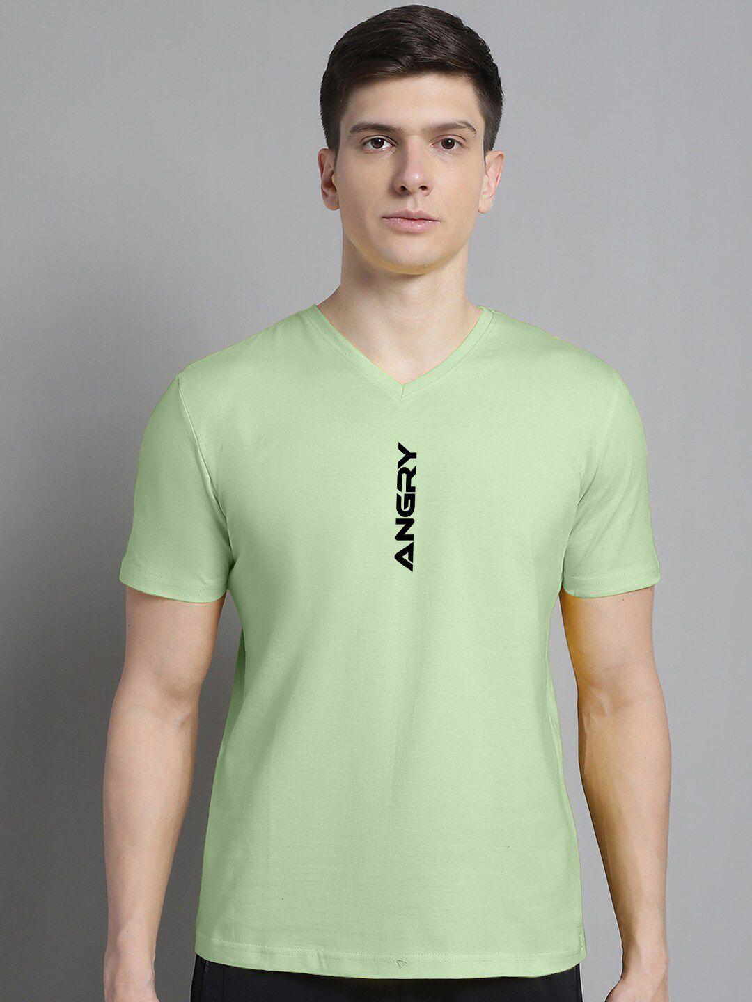 fbar typography printed v-neck slim fit cotton t-shirt