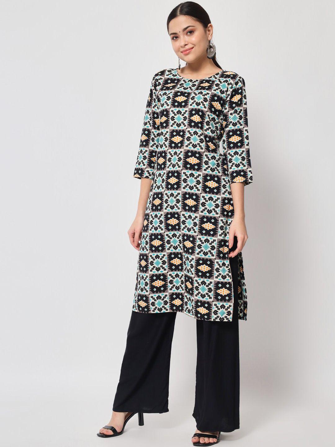 fbella ethnic motifs printed straight regular kurta