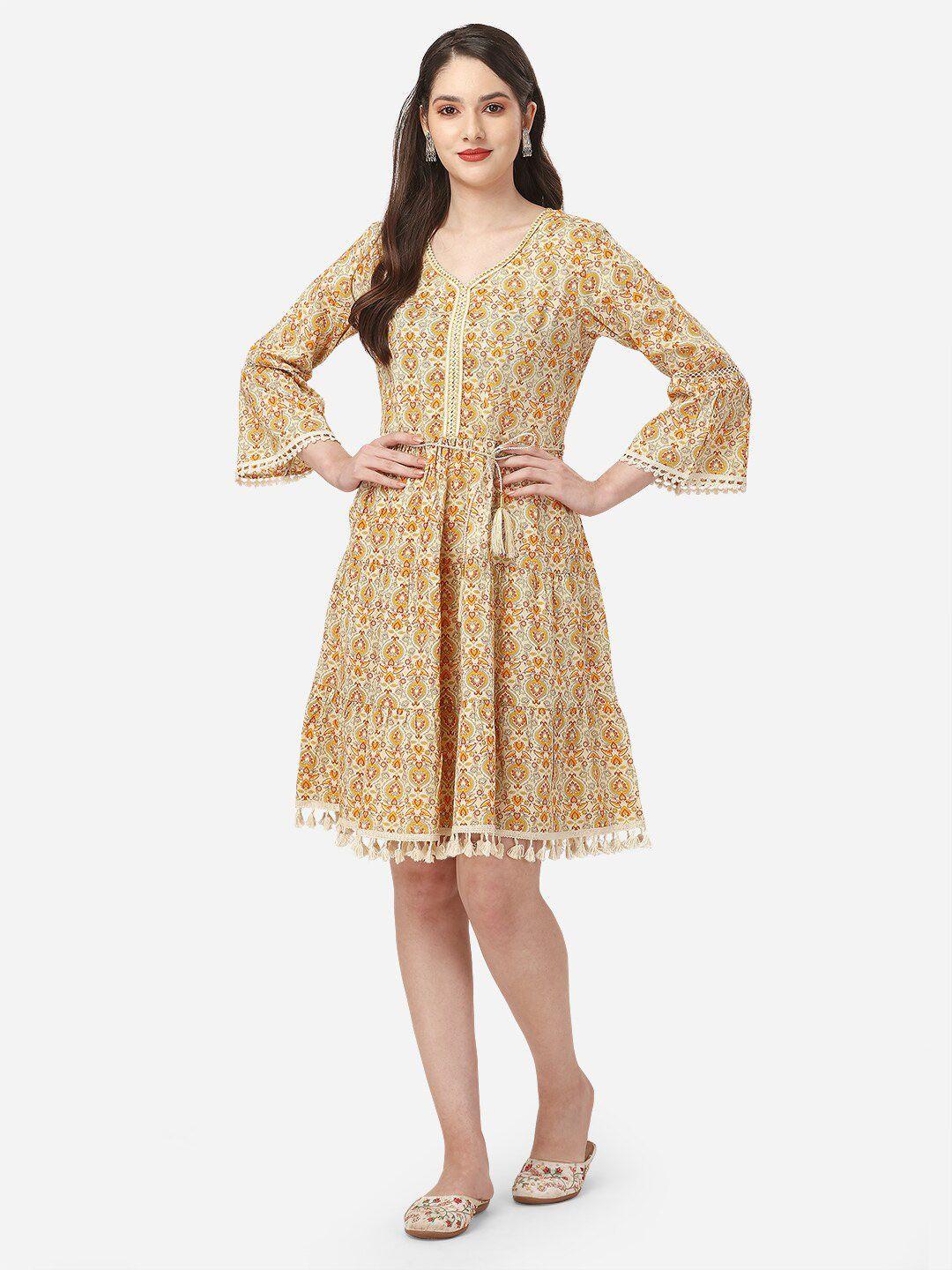 fbella floral printed cotton dress