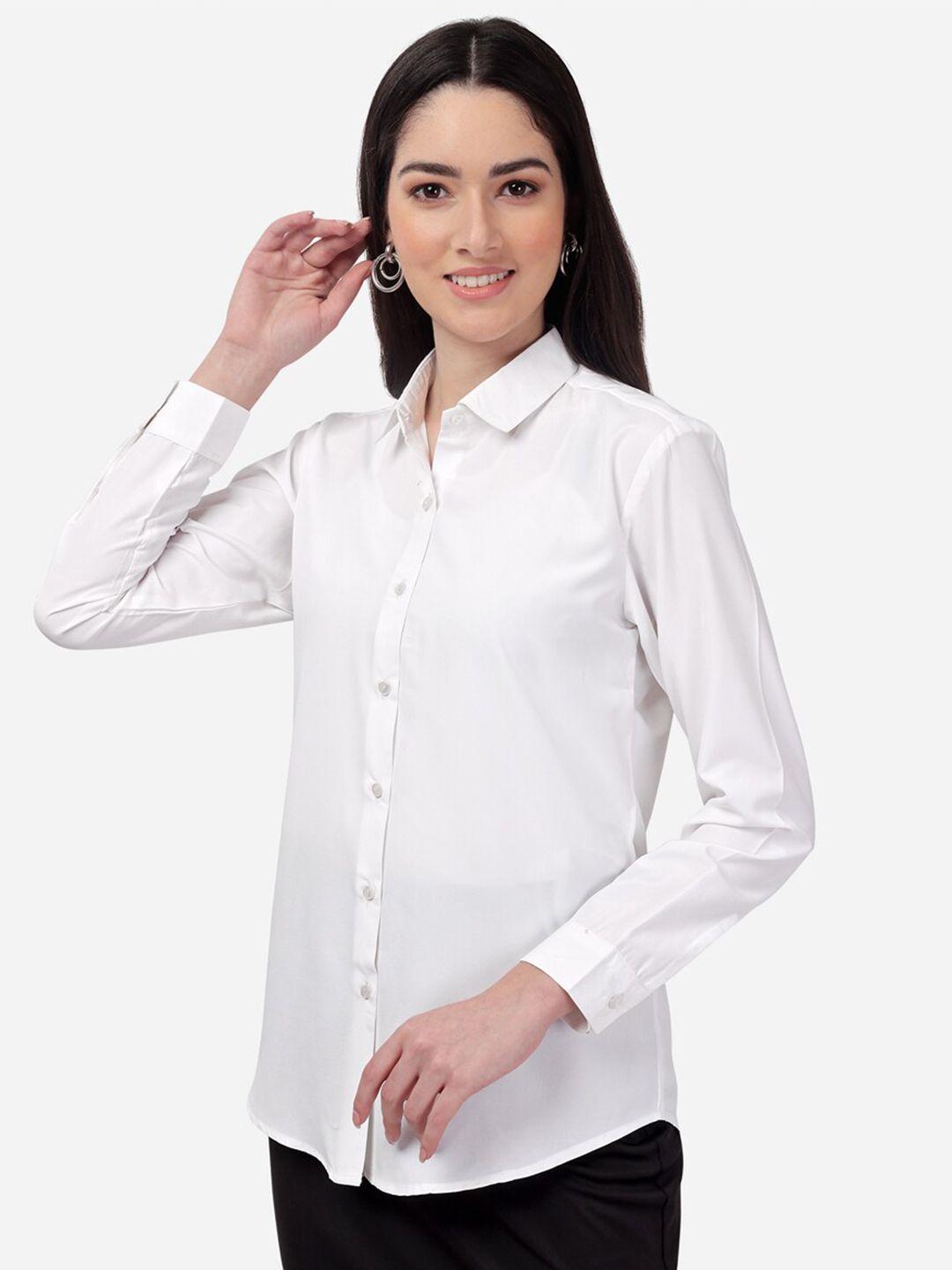 fbella women white standard casual shirt