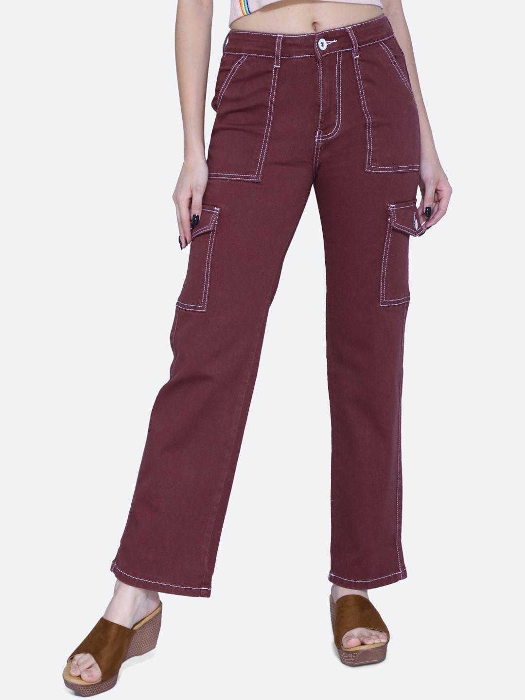 fck-3 women relaxed loose fit high-rise cargos trousers