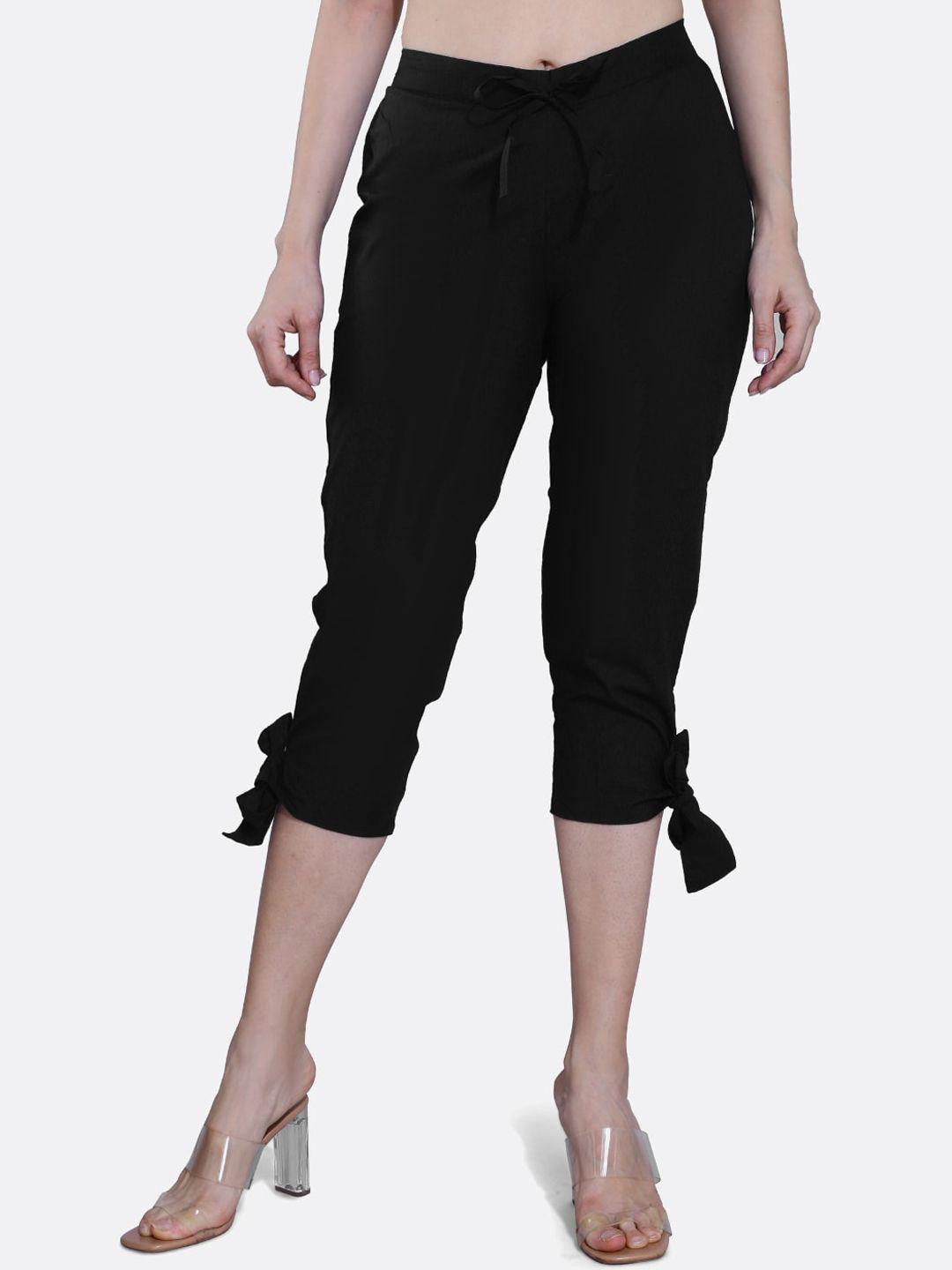 fck-3 women black relaxed high-rise easy wash trousers