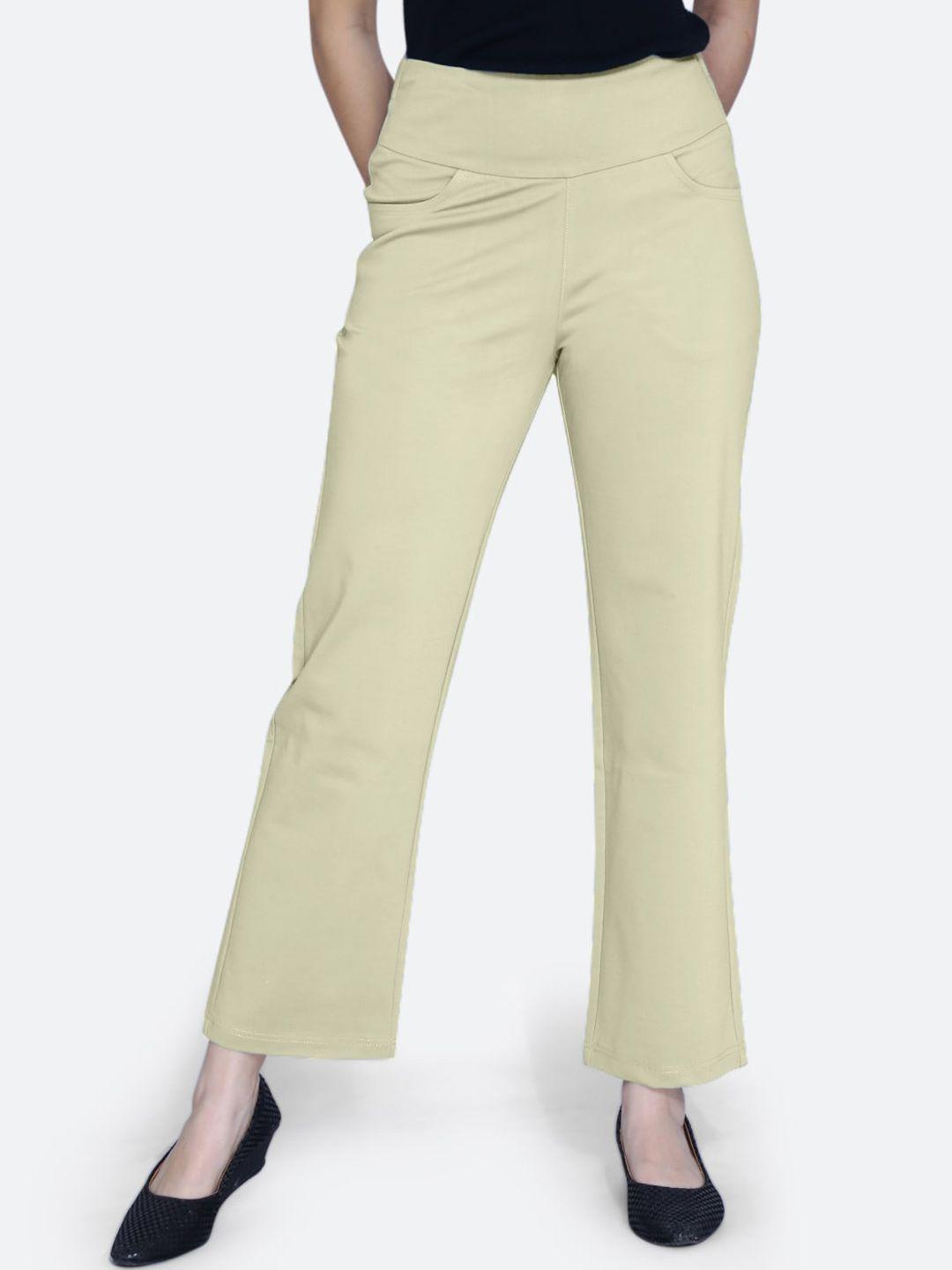 fck-3 women high-rise cotton relaxed straight leg bootcut trouser