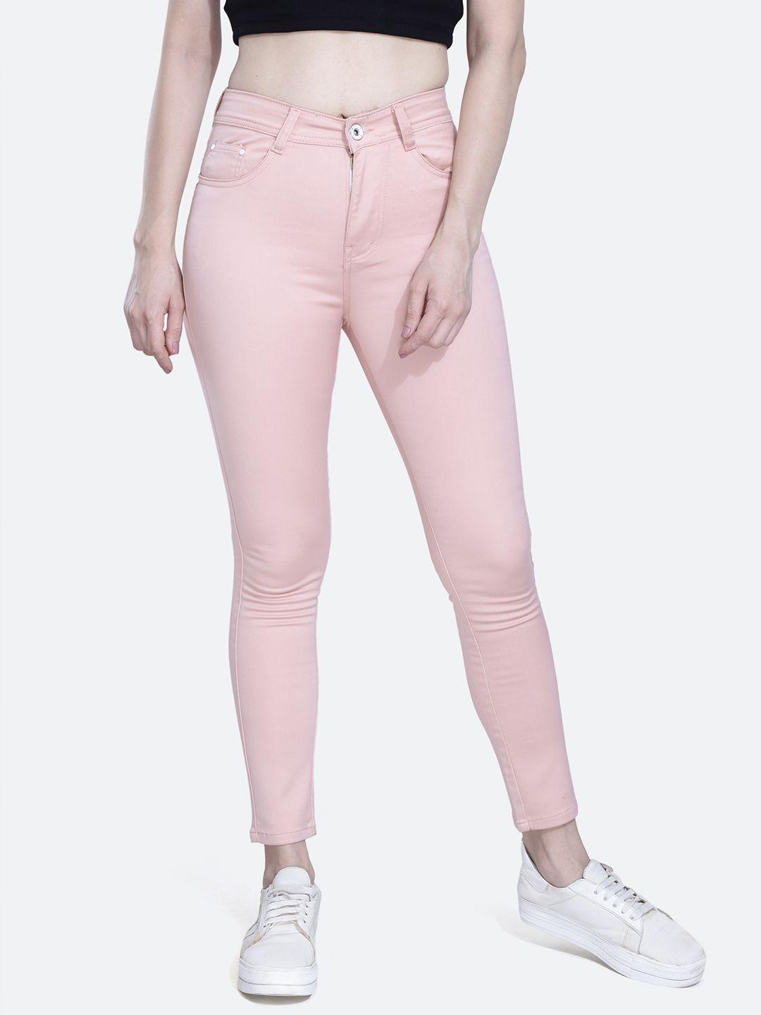 fck-3 women peach frisky relaxed fit high-rise stretchable cotton jeans