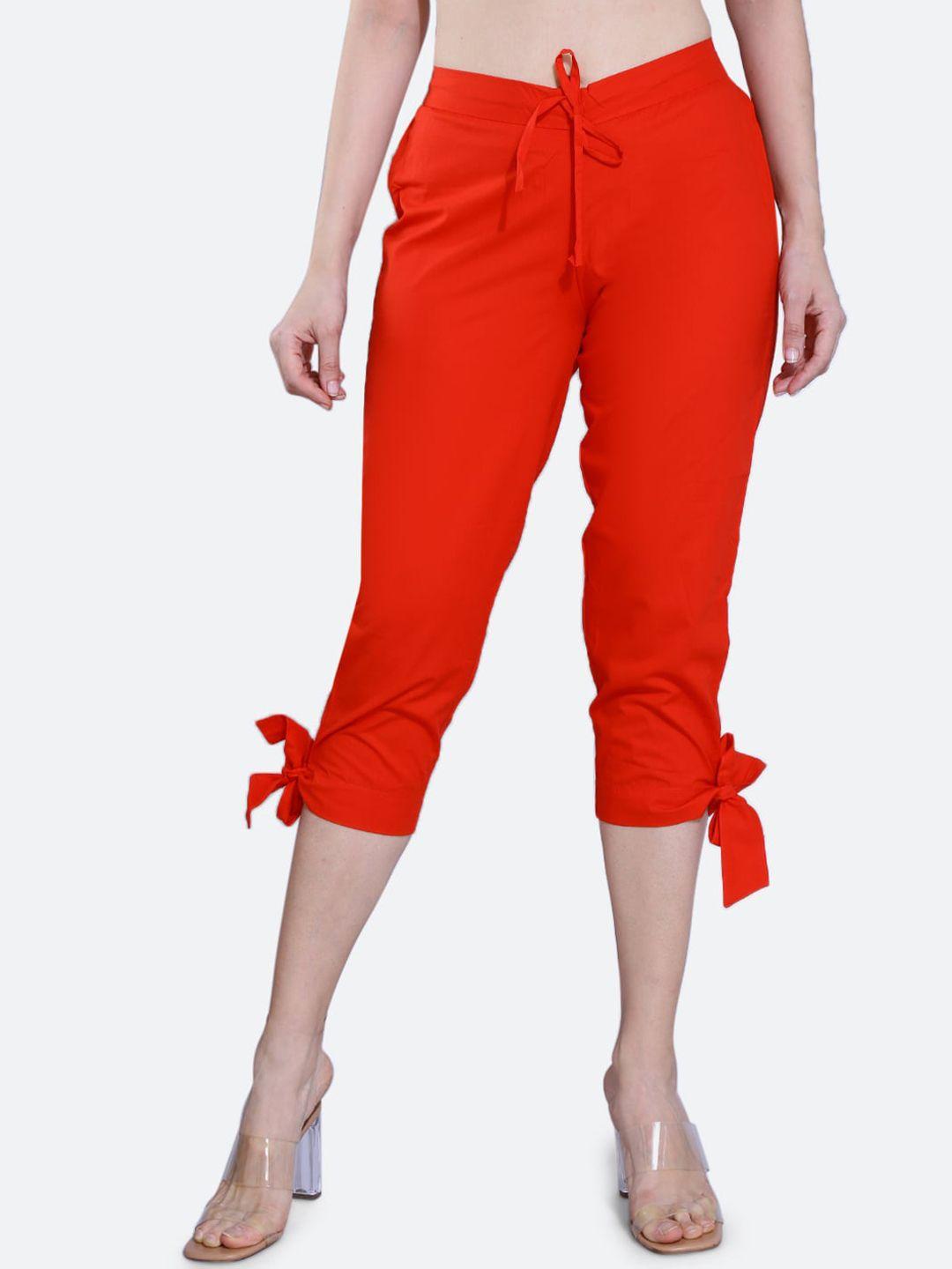 fck-3 women red relaxed high-rise easy wash trousers