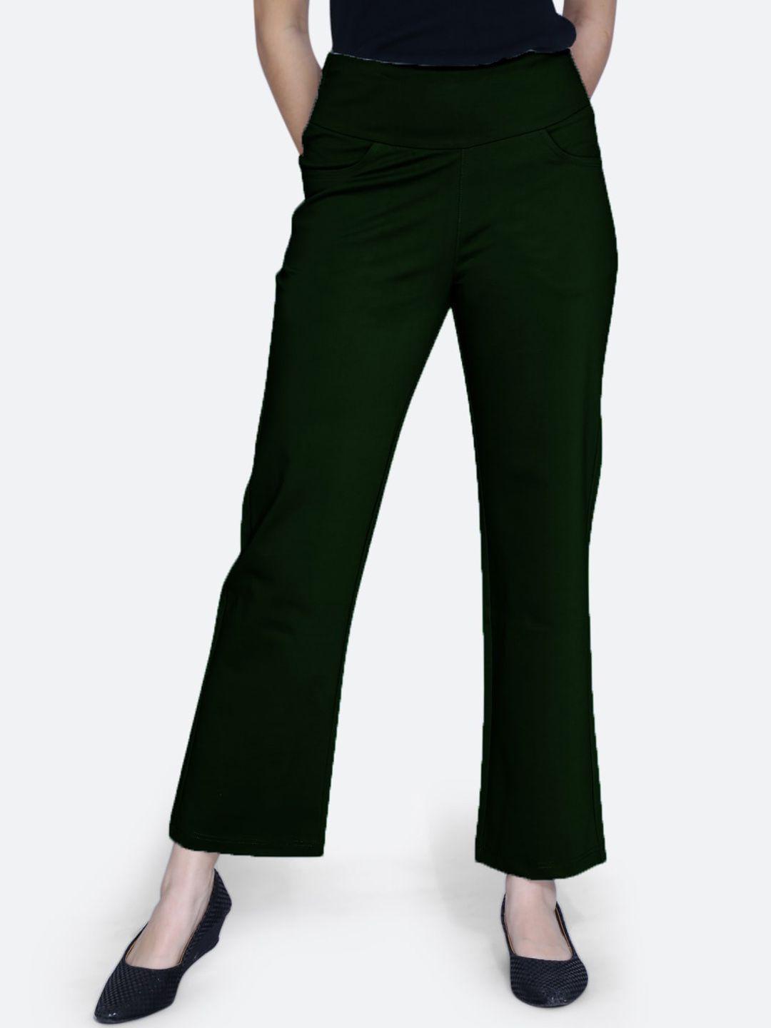 fck-3 women relaxed straight leg high-rise easy wash cotton bootcut trousers