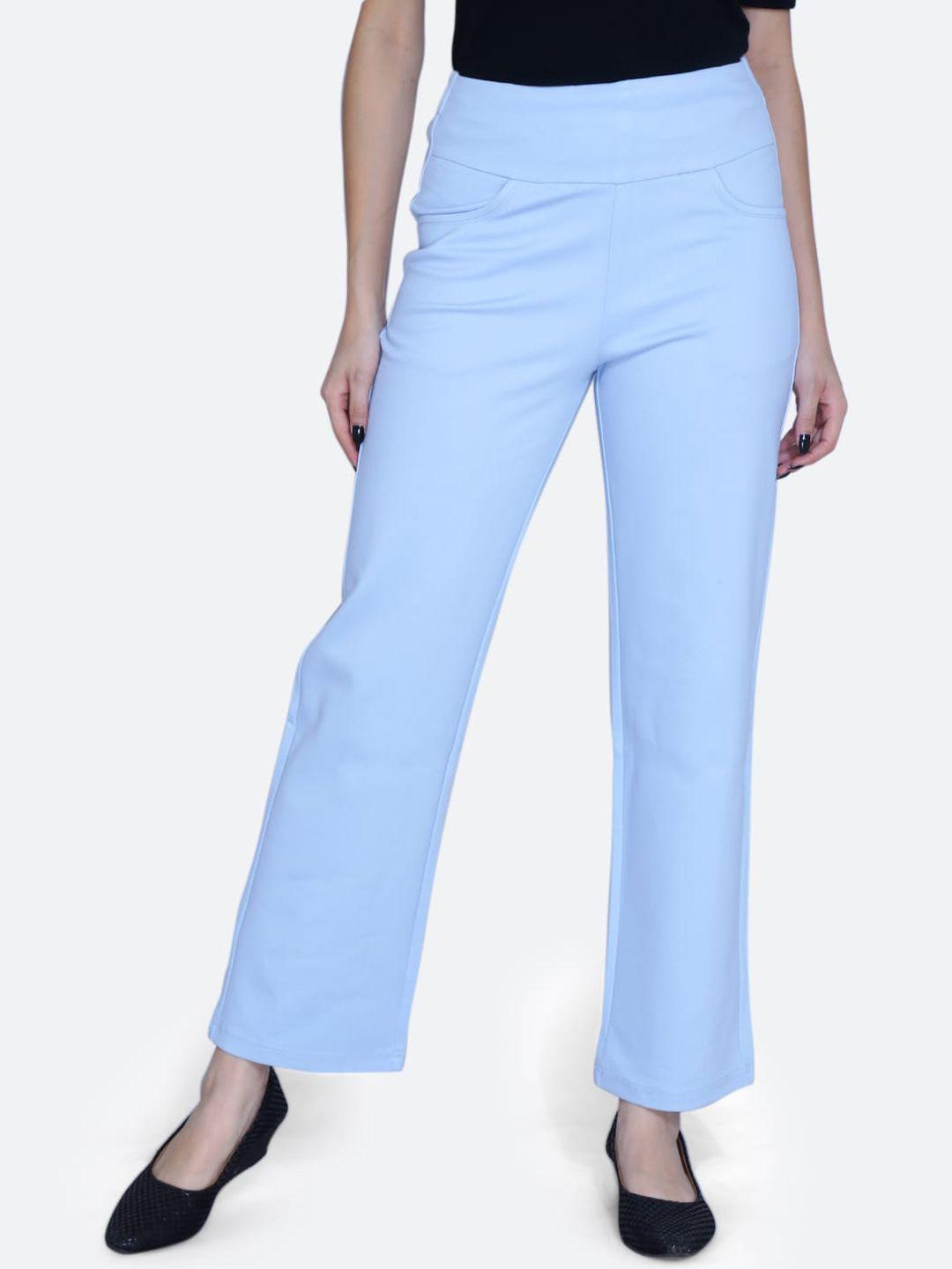 fck-3 women relaxed straight leg high-rise easy wash cotton regular trousers