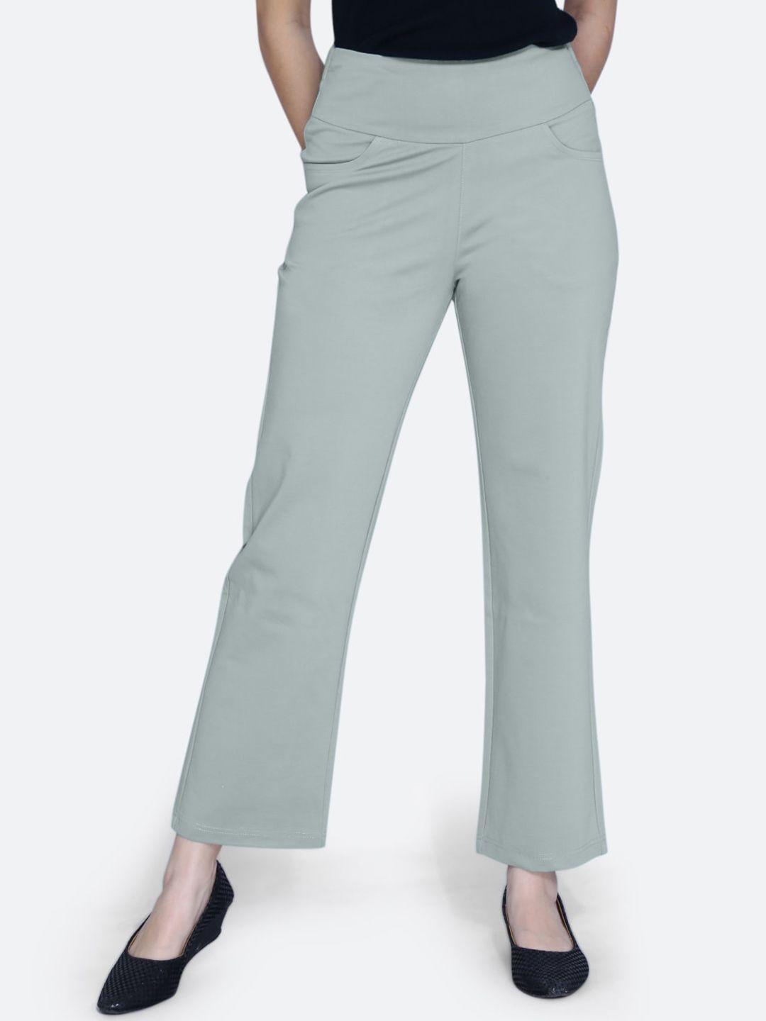 fck-3 women relaxed straight leg high-rise easy wash cotton trousers