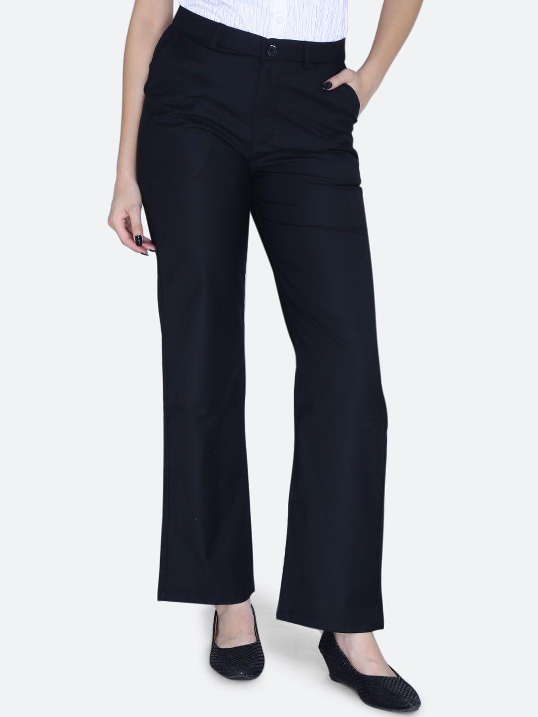 fck-3 women tailored straight fit high-rise cotton easy wash trousers