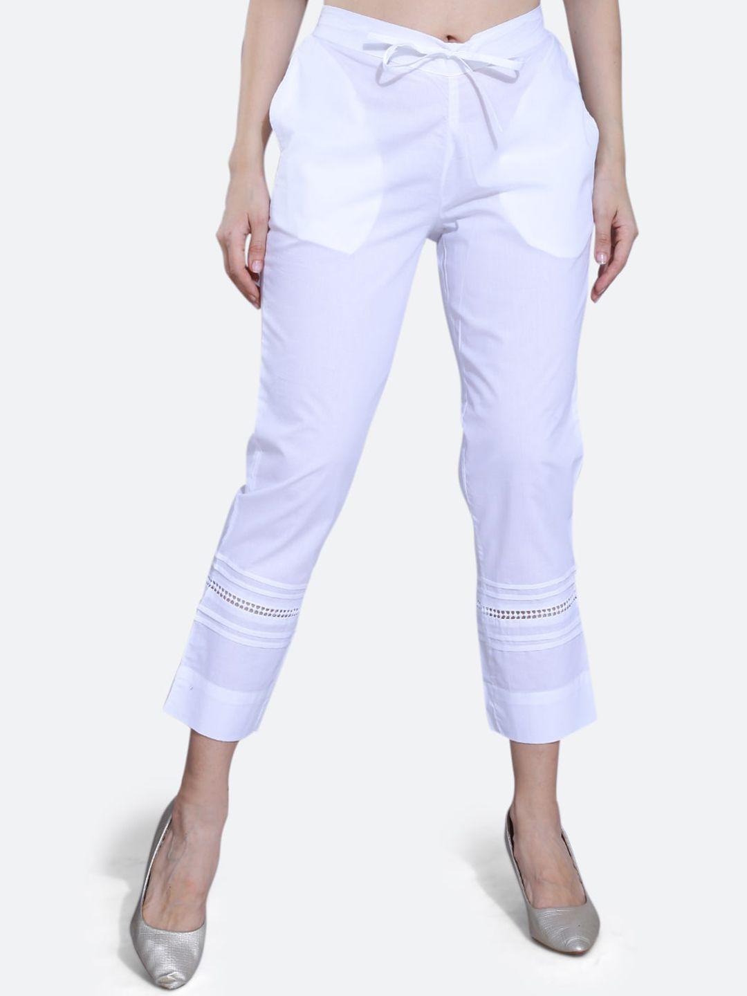 fck-3 women white relaxed high-rise easy wash trousers