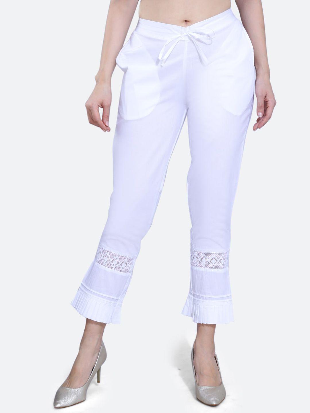 fck-3 women white relaxed high-rise easy wash trousers