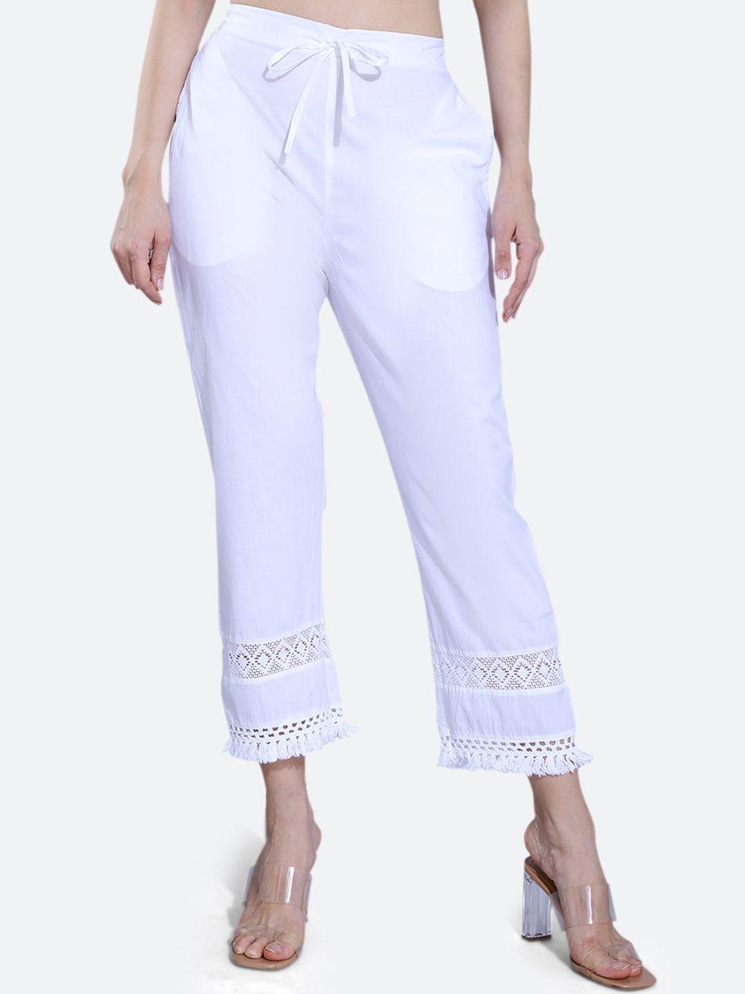 fck-3 women white relaxed high-rise easy wash trousers