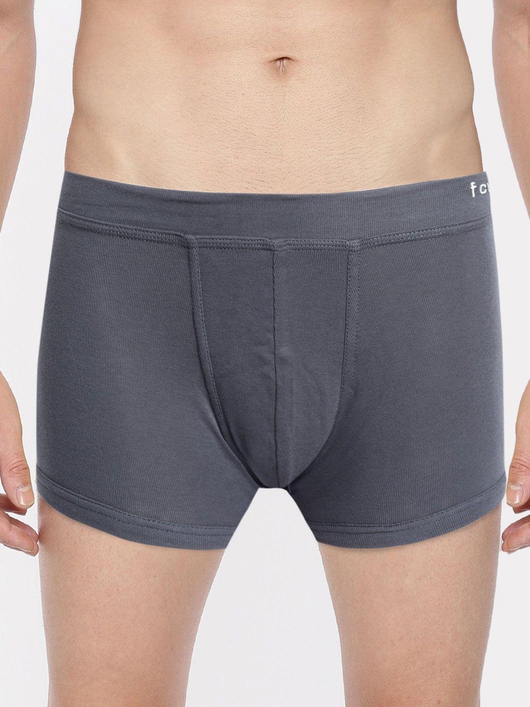 fcuk men charcoal grey solid trunks ctr12