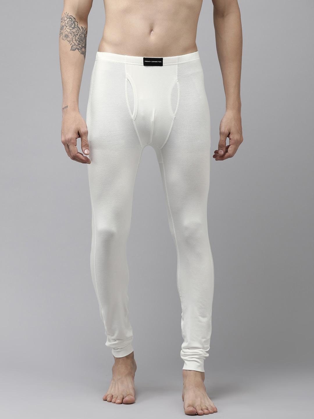 fcuk-men-white-solid-thermal-bottoms