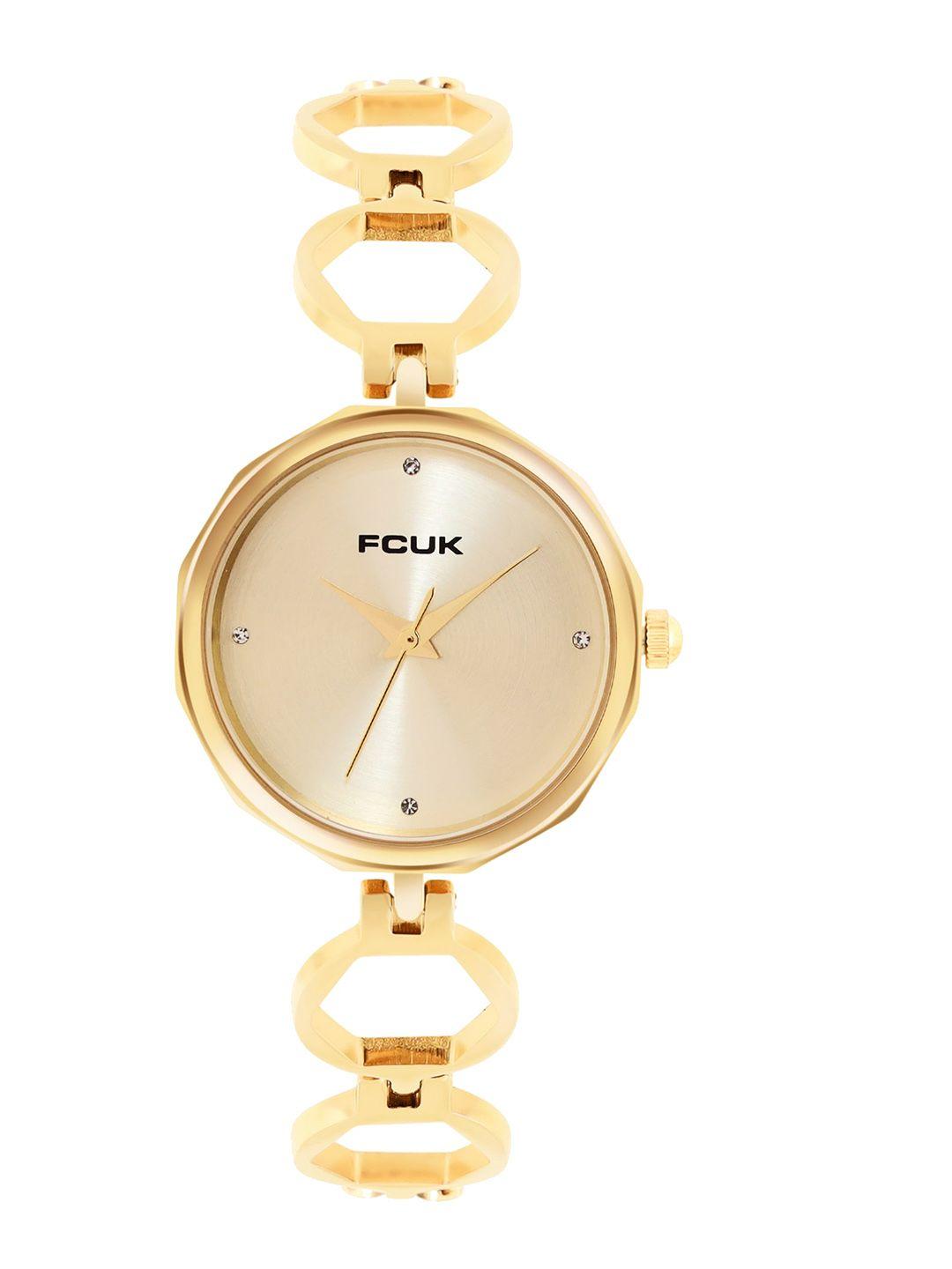 fcuk women embellished dial & stainless steel straps analogue watch fk00027a