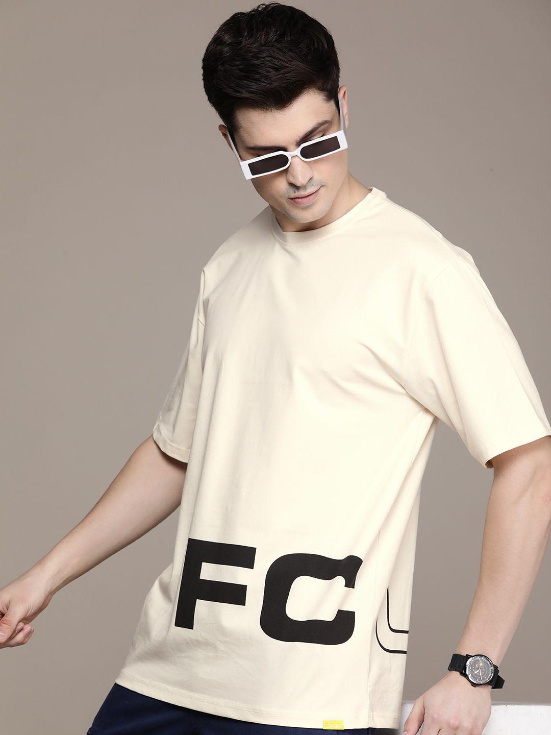 fcuk brand logo printed drop-shoulder sleeves t-shirt