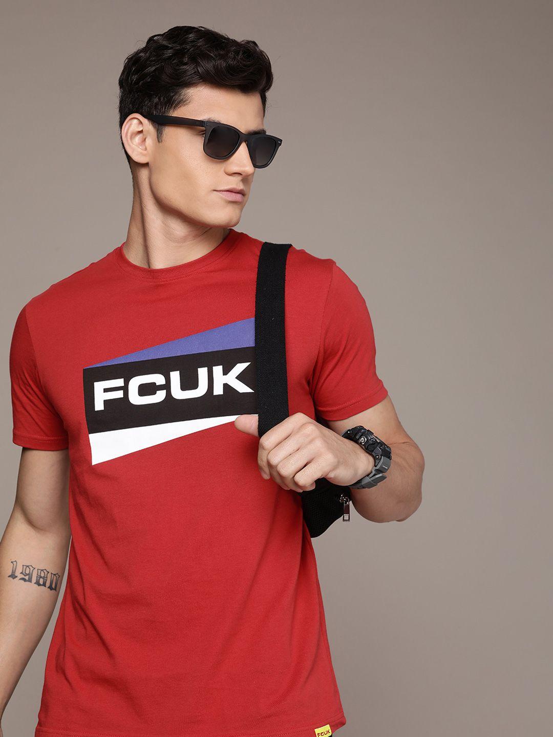 fcuk brand logo printed pure cotton t-shirt