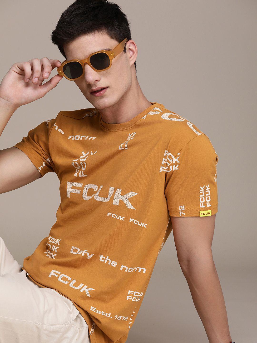 fcuk brand logo printed round neck casual t-shirt