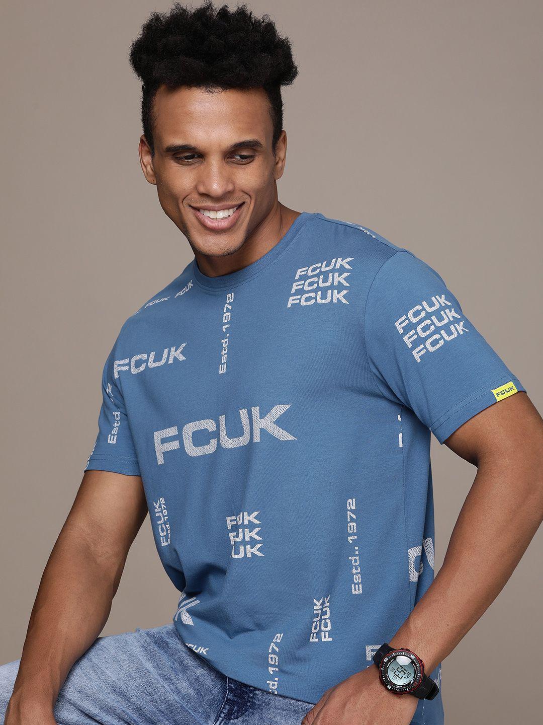 fcuk brand logo printed round-neck casual t-shirt