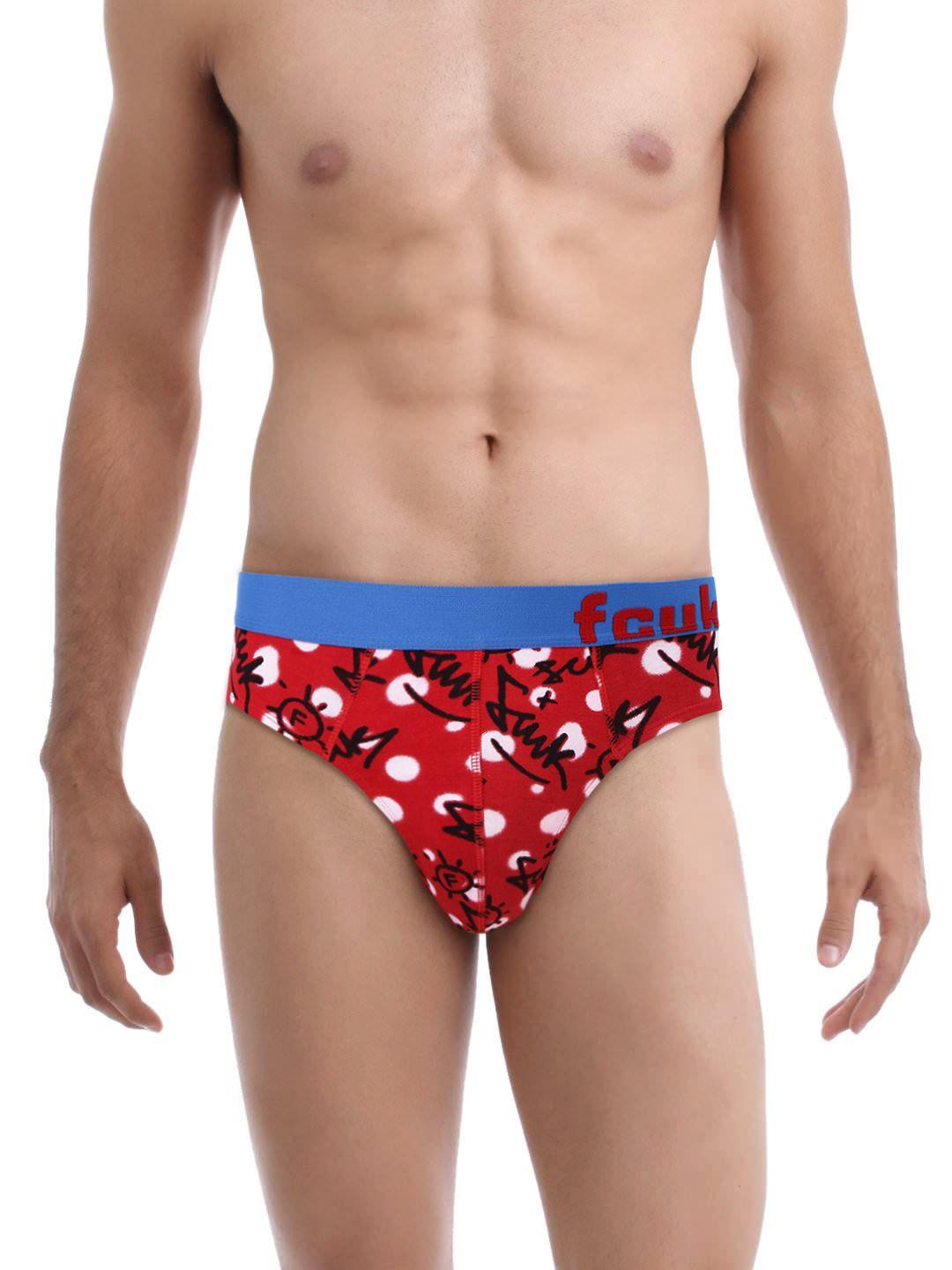 fcuk furore men red printed hip briefs fbr02