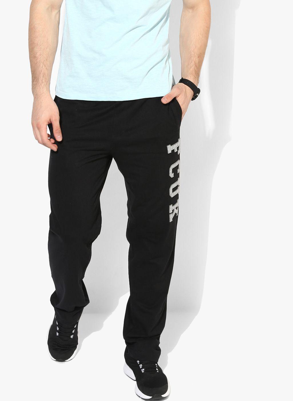 fcuk men black solid joggers