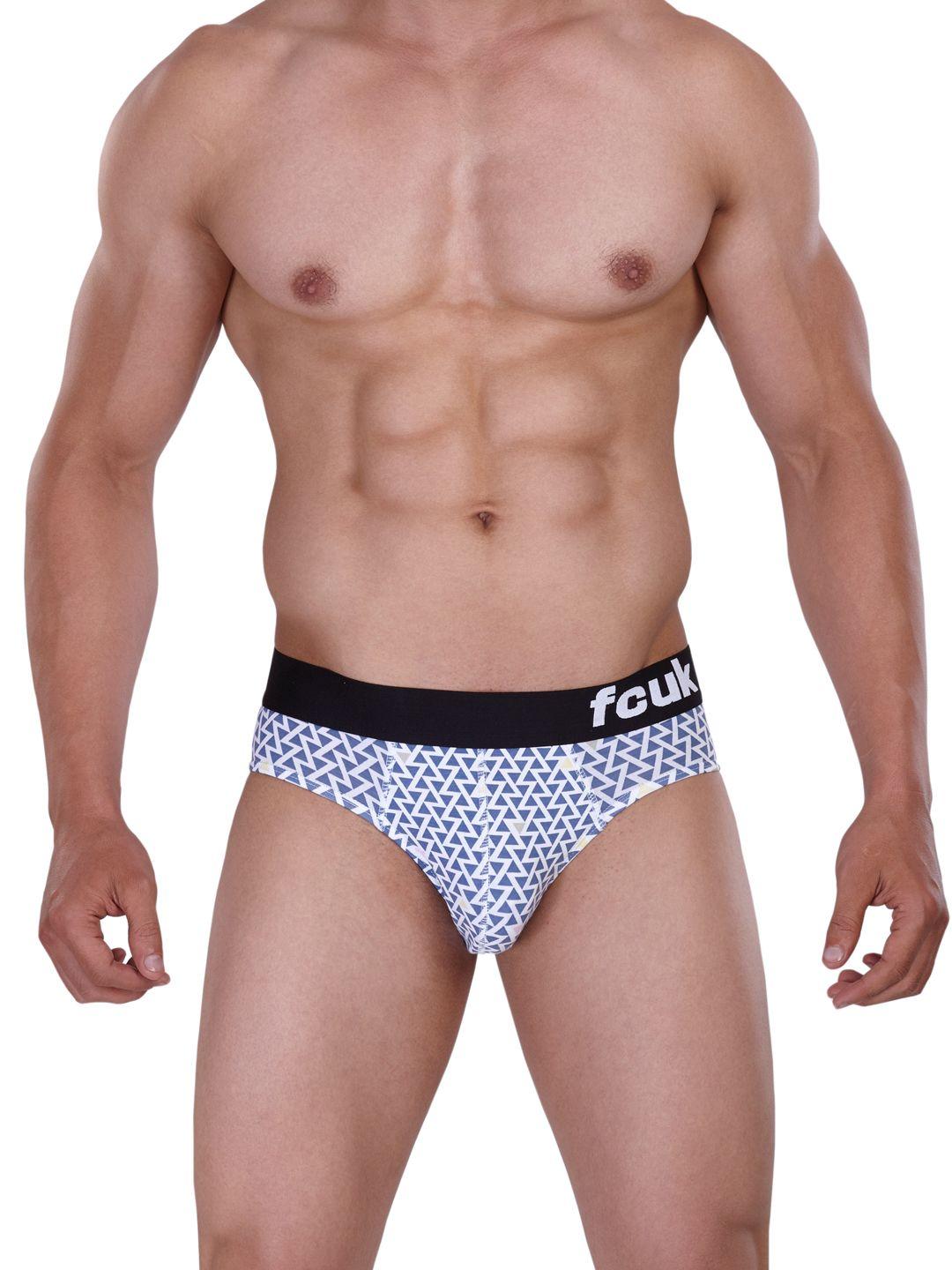 fcuk men blue & white printed briefs m1aad