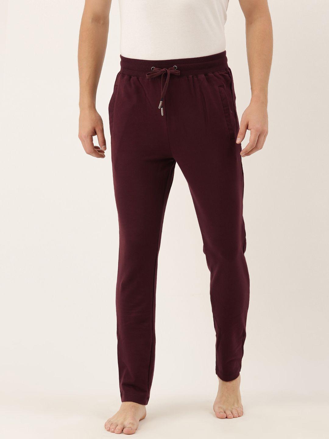 fcuk men burgundy solid lounge pants