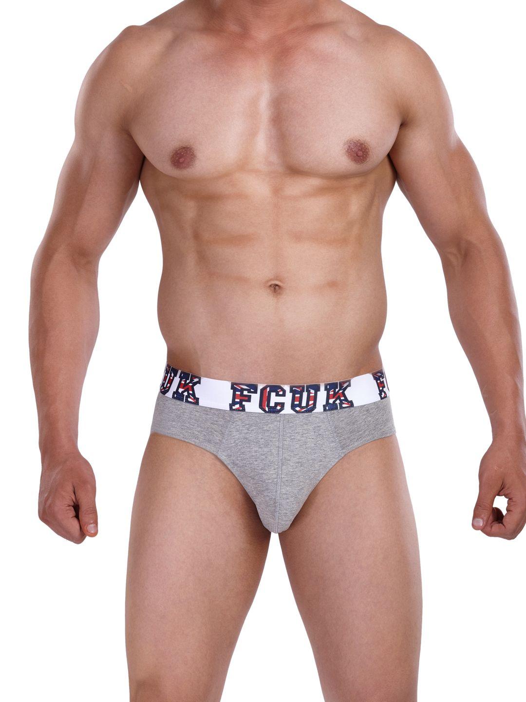 fcuk men grey melange comfort fit solid england hip briefs cbr07