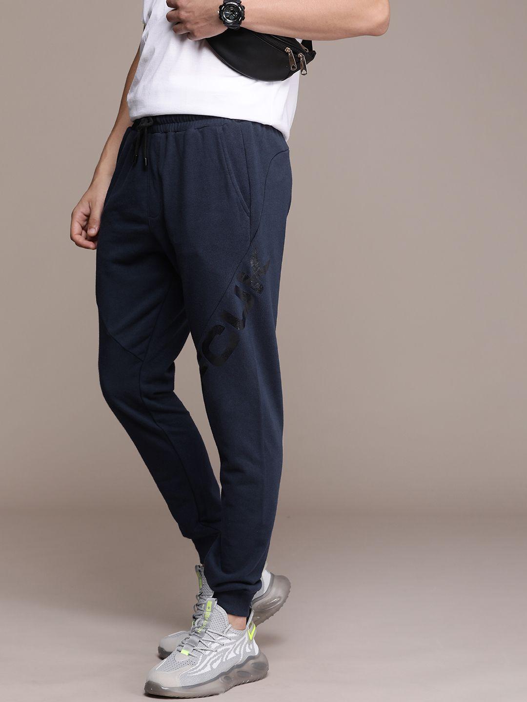 fcuk men mid-rise brand logo printed jogger track pants