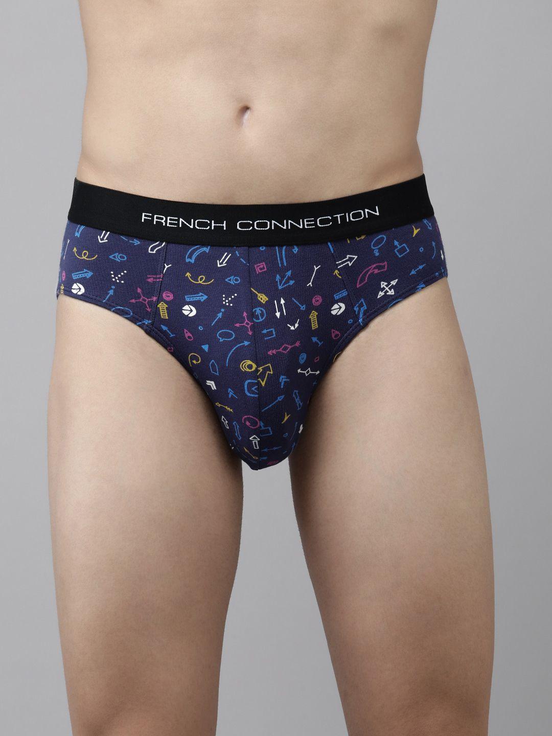 fcuk men navy blue nautical printed hipster brief m1aas