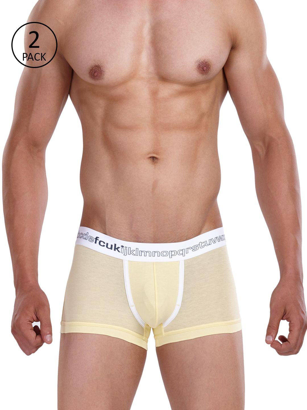 fcuk men pack of 2 yellow solid attitude trunks