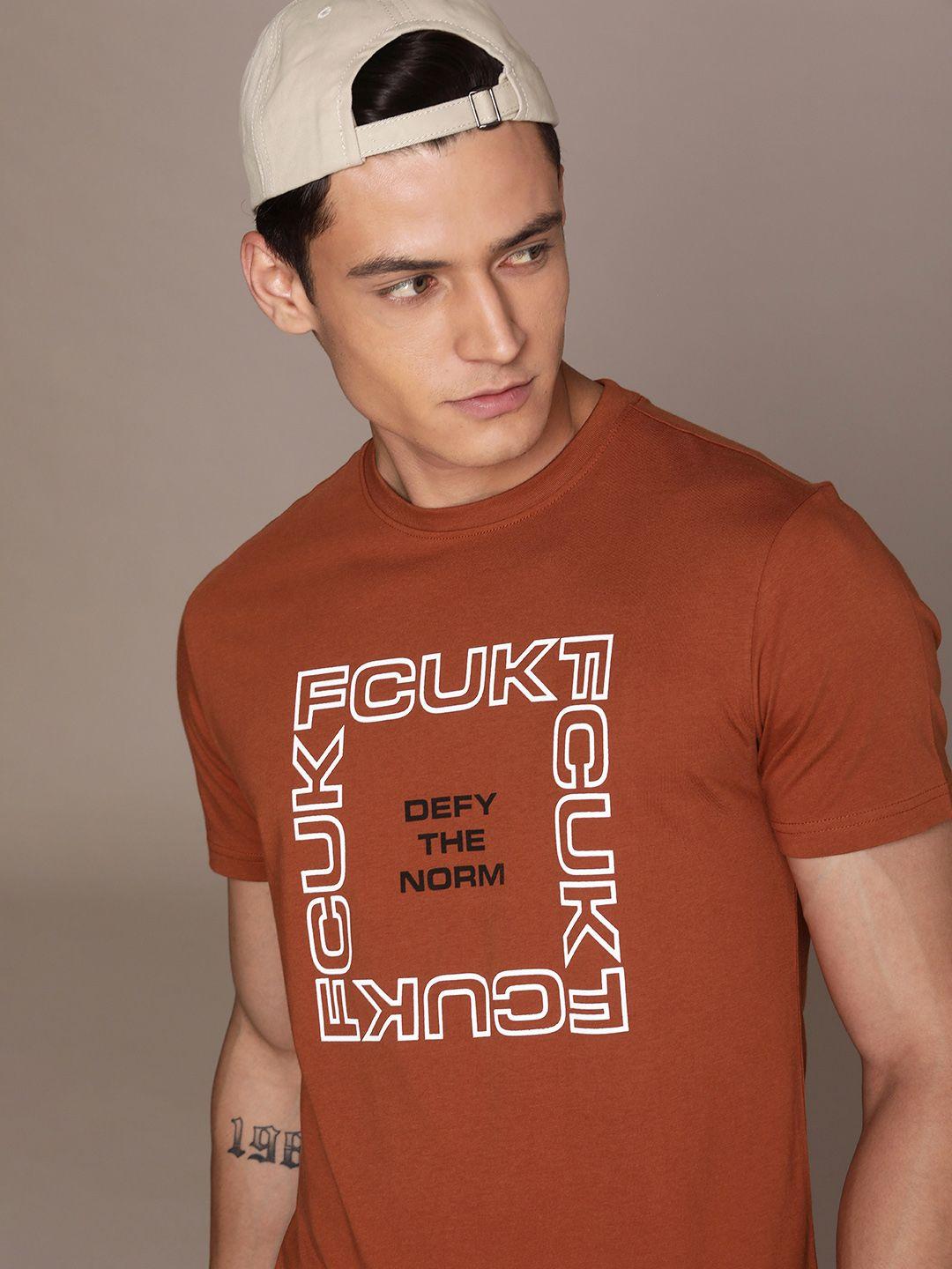 fcuk men pure cotton brand logo printed t-shirt