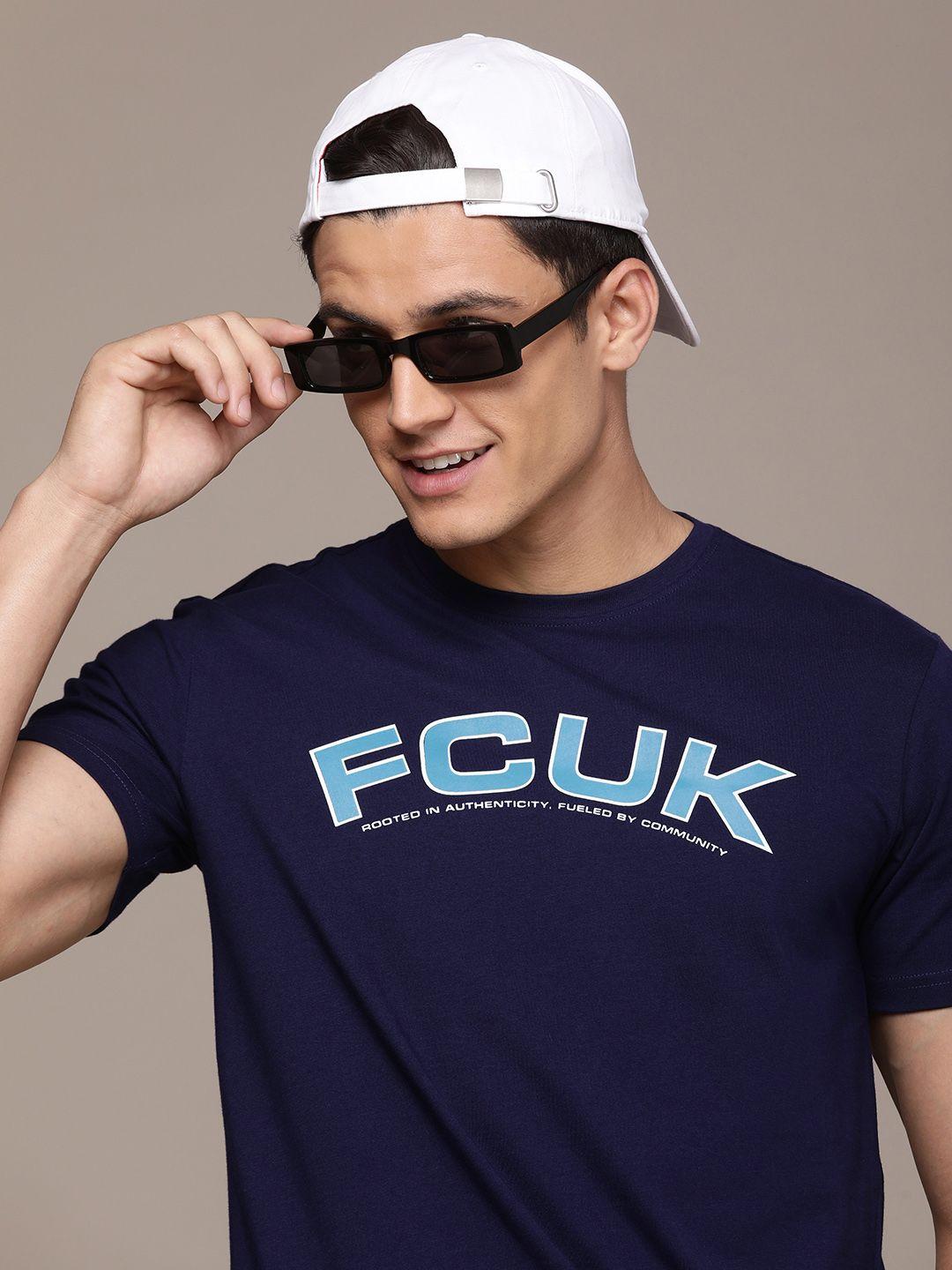 fcuk men pure cotton brand logo printed t-shirt