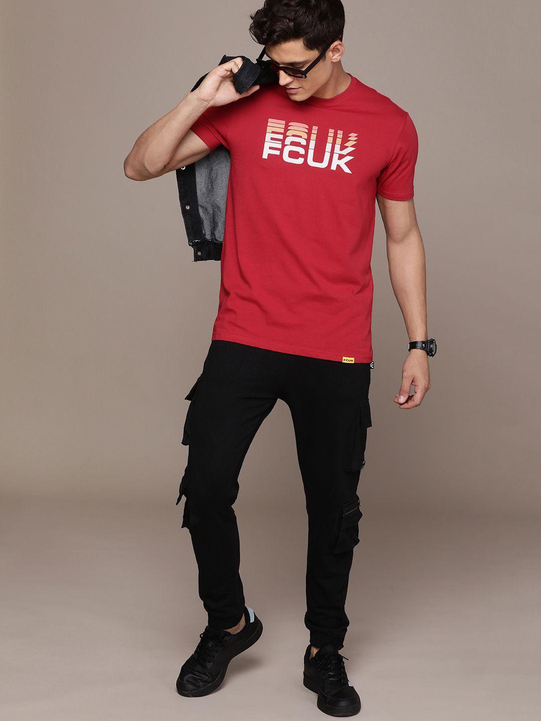 fcuk men pure cotton brand logo printed t-shirt