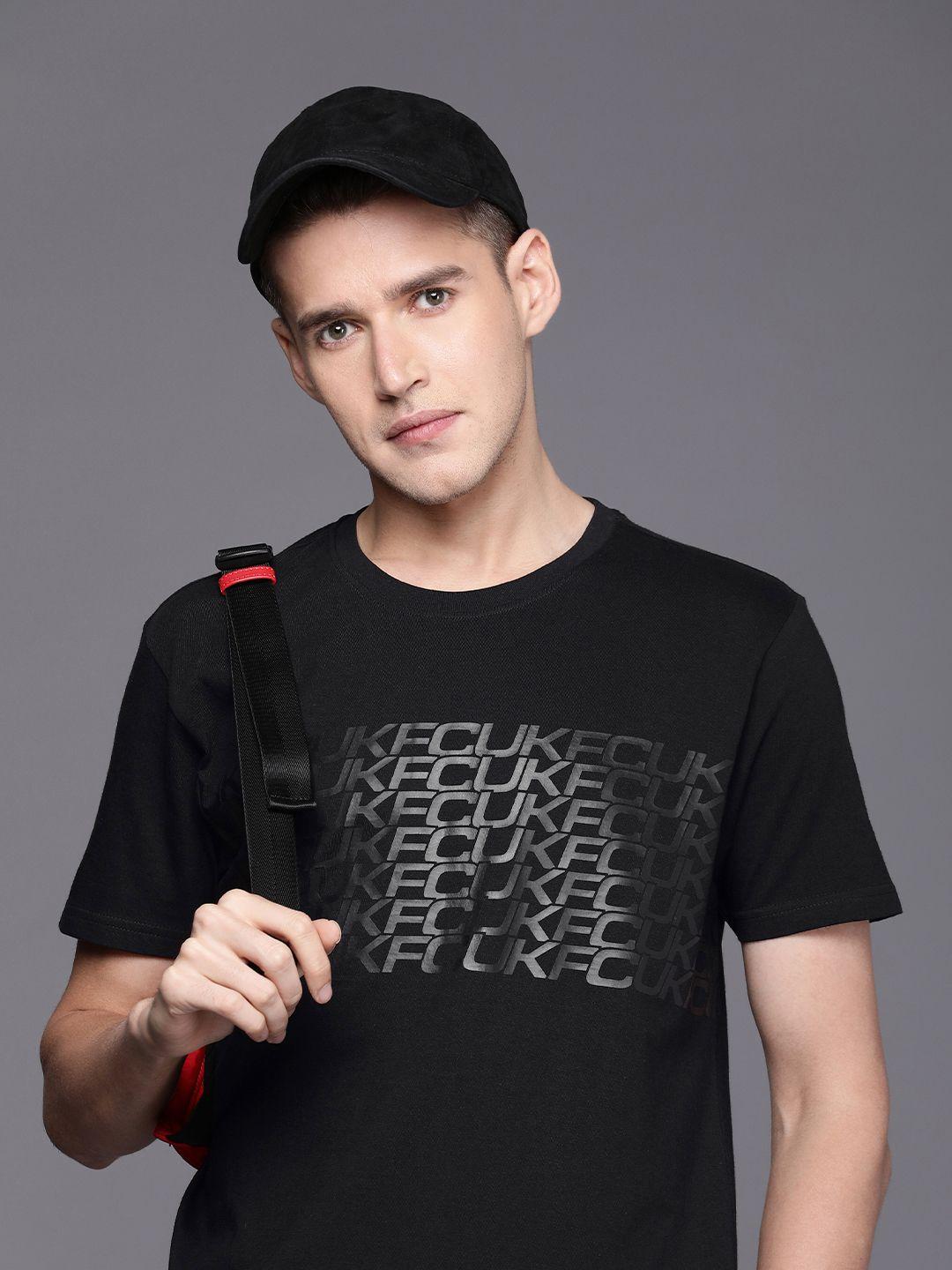 fcuk men pure cotton brand logo printed t-shirt