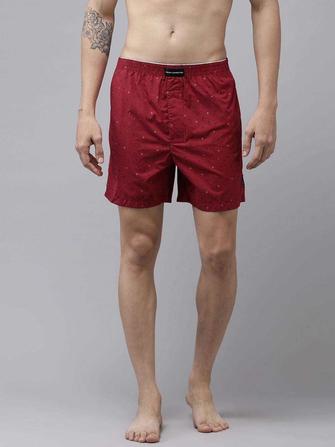 fcuk men red printed pure cotton boxers m3abp
