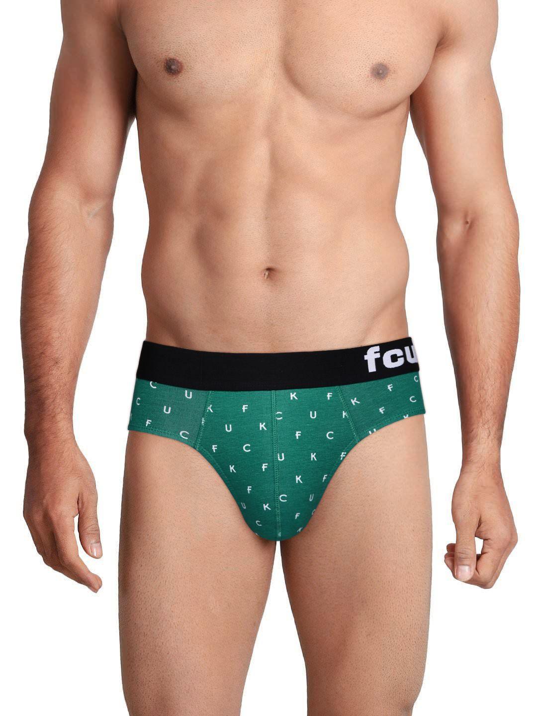 fcuk men teal blue repeat fcuk printed briefs m1aah