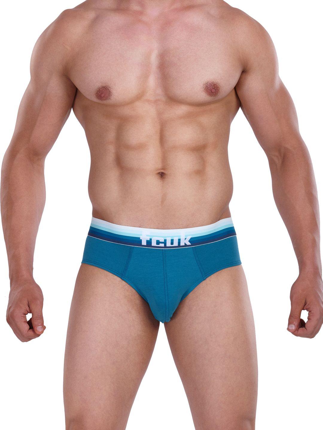 fcuk men teal blue solid briefs cbr04