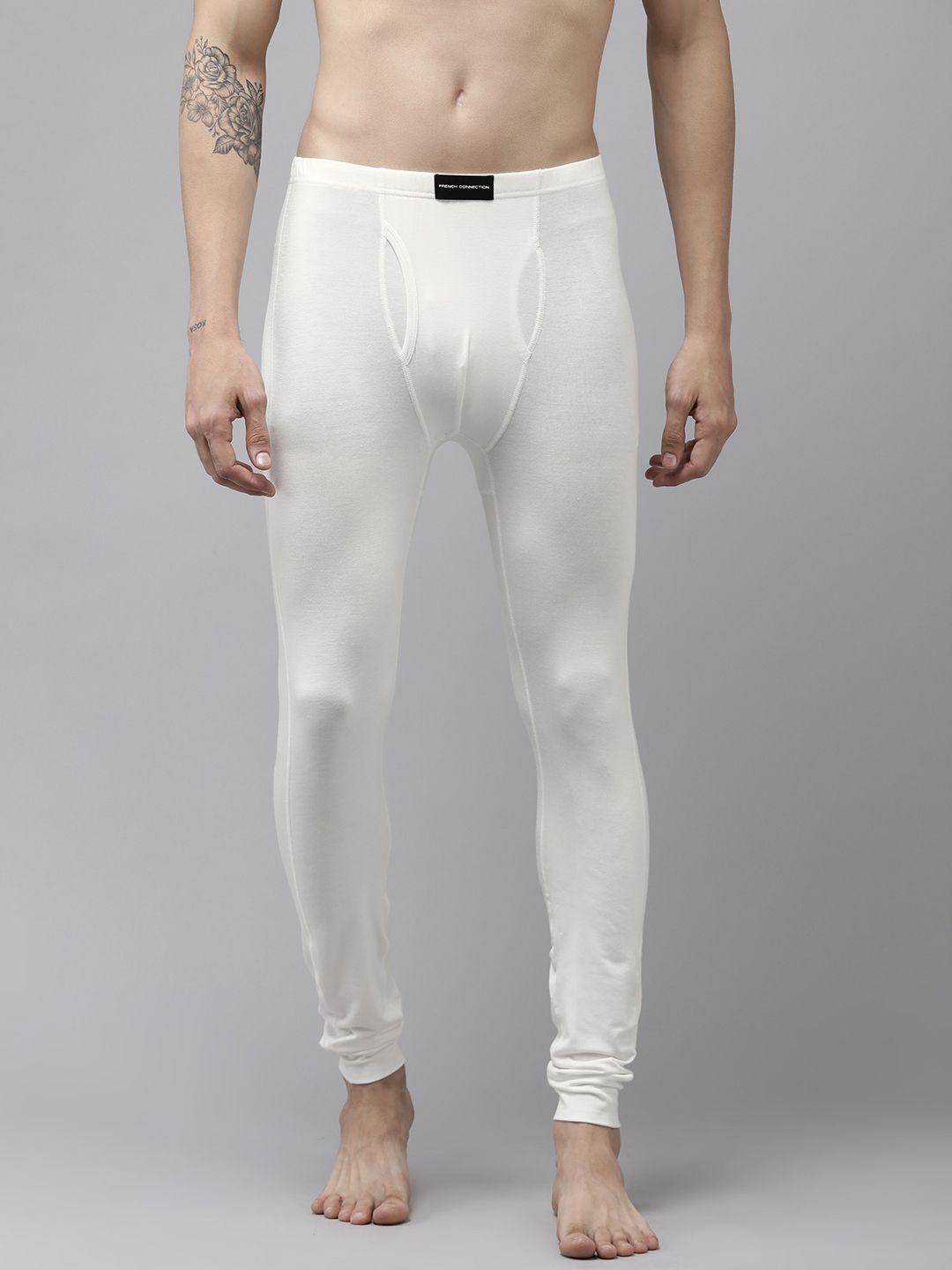 fcuk men white solid thermal bottoms